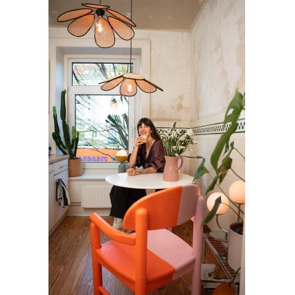 Osram - Závesný luster na lane DECOR RATTAN 1xE27/15W/230V pr. 58 cm béžová/čierna