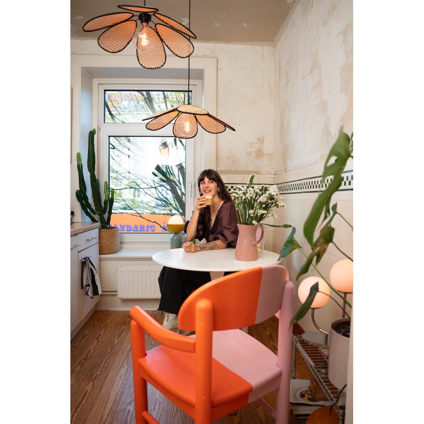 Osram - Závesný luster na lane DECOR RATTAN 1xE27/15W/230V pr. 58 cm béžová/čierna