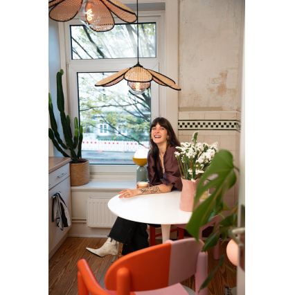 Osram - Závesný luster na lane DECOR RATTAN 1xE27/15W/230V pr. 58 cm béžová/čierna