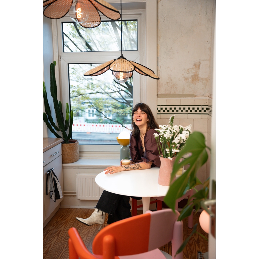 Osram - Závesný luster na lane DECOR RATTAN 1xE27/15W/230V pr. 58 cm béžová/čierna