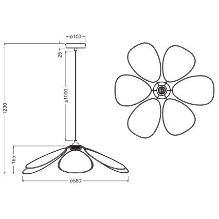 Osram - Závesný luster na lane DECOR RATTAN 1xE27/15W/230V pr. 58 cm béžová/čierna