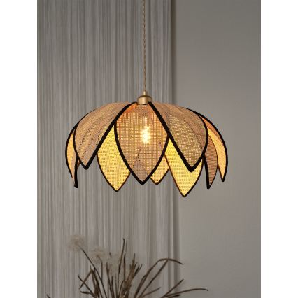 Osram - Závesný luster na lanku DECOR RATTAN 1xE27/15W/230V pr. 48 cm béžová/čierna