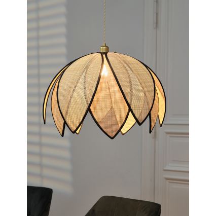 Osram - Závesný luster na lanku DECOR RATTAN 1xE27/15W/230V pr. 67 cm béžová/čierna