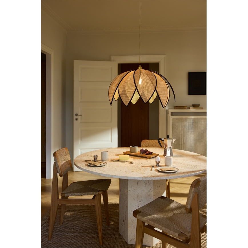 Osram - Závesný luster na lanku DECOR RATTAN 1xE27/15W/230V pr. 67 cm béžová/čierna