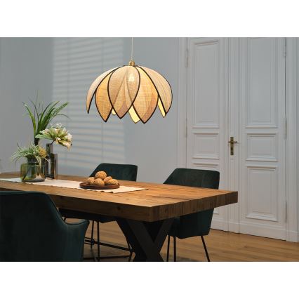 Osram - Závesný luster na lanku DECOR RATTAN 1xE27/15W/230V pr. 67 cm béžová/čierna