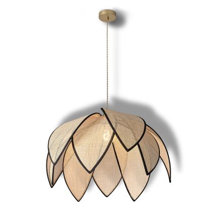 Osram - Závesný luster na lanku DECOR RATTAN 1xE27/15W/230V pr. 67 cm béžová/čierna