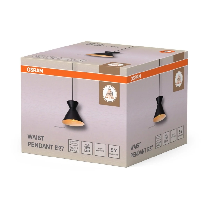 Osram - Závesný luster na lanku DECOR WAIST 1xE27/40W/230V čierna
