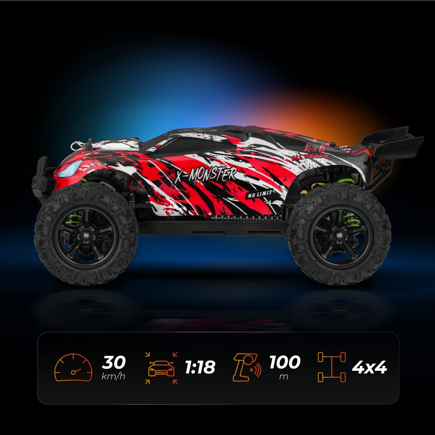 Overmax - diaľkovo ovládané RC auto X-MONSTER 3.5 1700 mAh čierna/červená/zelená
