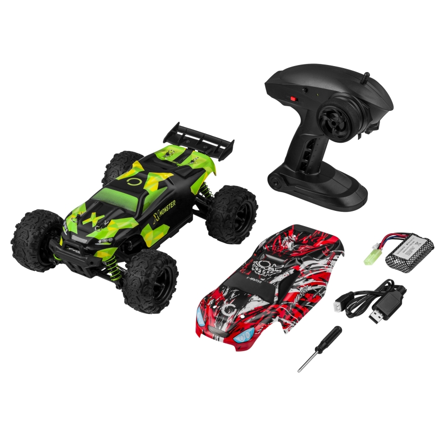 Overmax - diaľkovo ovládané RC auto X-MONSTER 3.5 1700 mAh čierna/červená/zelená