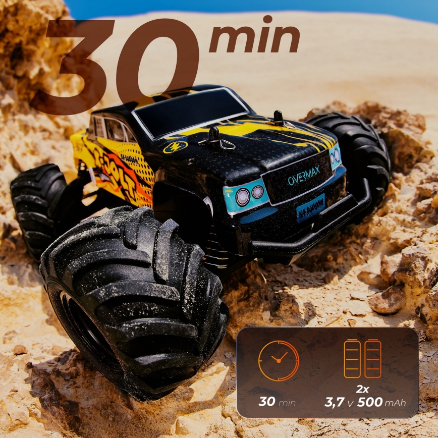 Overmax - RC auto s diaľkovým ovládaním X-JOLT 1000 mAh čierna/žltá