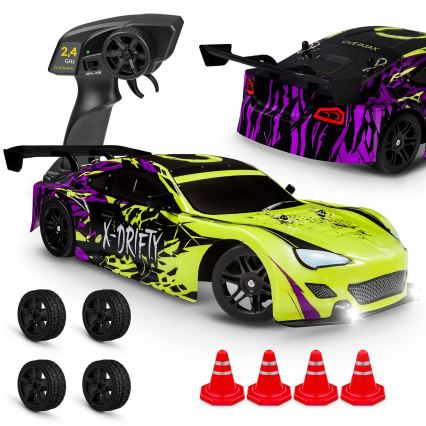 Overmax - RC drift auto na diaľkové ovládanie X-DRIFT 1000 mAh žltá/fialová