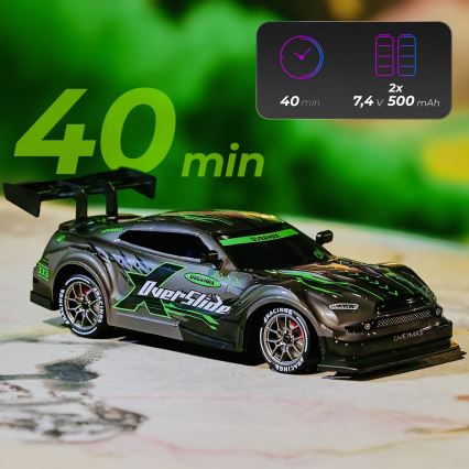 Overmax - RC driftové auto na diaľkové ovládanie X-OVERSLIDE 1000 mAh čierna/zelená/modrá/červená