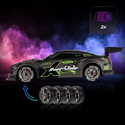 Overmax - RC driftové auto na diaľkové ovládanie X-OVERSLIDE 1000 mAh čierna/zelená/modrá/červená