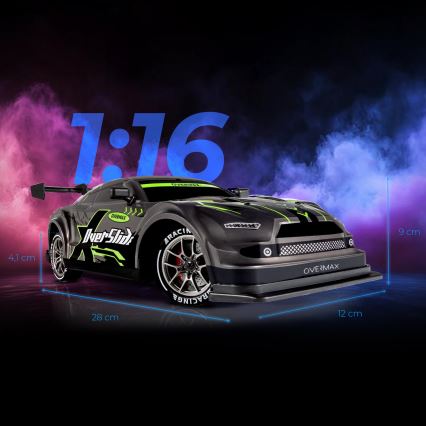 Overmax - RC driftové auto na diaľkové ovládanie X-OVERSLIDE 1000 mAh čierna/zelená/modrá/červená