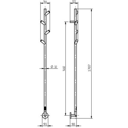 P.M.H. LS1SS - Elektrický sušiak na uteráky LISA 24W/230V 170 cm IP44, leštená nerezová oceľ