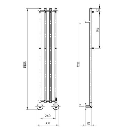 P.M.H. MO1B-R - Elektrický sušiak na uteráky MONA 93 W/230 V, 153,3 cm, IP44, čierny
