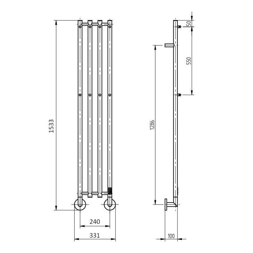 P.M.H. MO1B-R - Elektrický sušiak na uteráky MONA 93 W/230 V, 153,3 cm, IP44, čierny