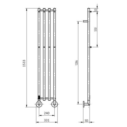 P.M.H. MO1B-RK - Elektrický sušiak na uteráky MONA 93 W/230 V 153,3 cm IP44 čierna