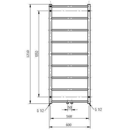 P.M.H. NS4C-M - Kúpeľňový rebríkový radiátor NAAS 222W 121 cm lesklý chróm