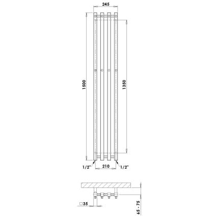 P.M.H. P2W/4 - Kúpeľňový rebríkový radiátor PLUTO 406W 150 cm biela