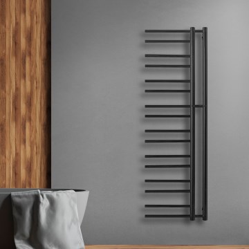 P.M.H. T2B-L - Kúpeľňový rebríkový radiátor THEIA 352W 154 cm ľavá/čierna