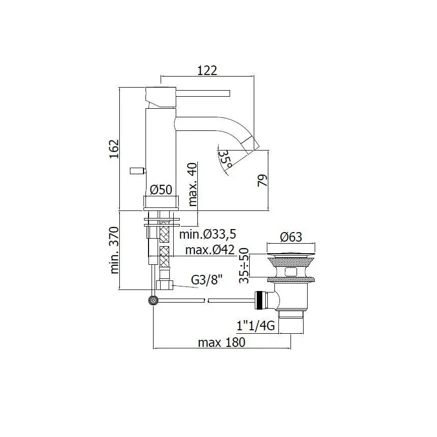 Paffoni - Batéria na umývadlo LIGHT s odtokovou súpravou, lesklý chróm