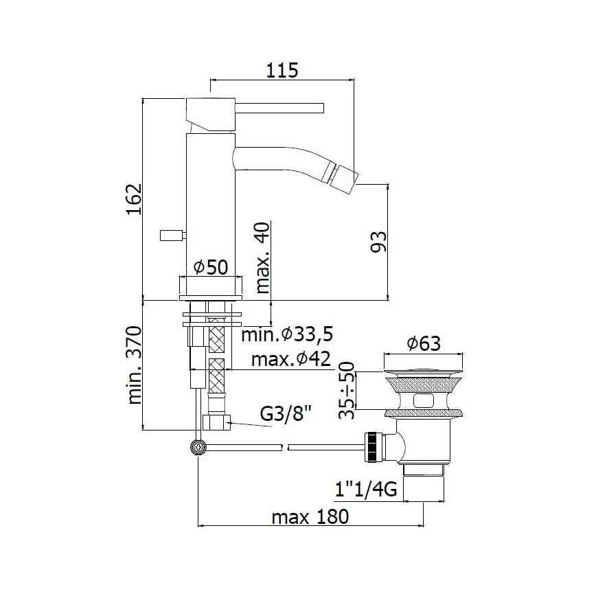 Paffoni - Bidetová batéria + odtok LIGHT kartáčované zlato