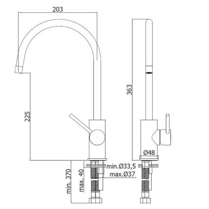 Paffoni - Drezová batéria LIGHT 36,3 cm lesklý chróm