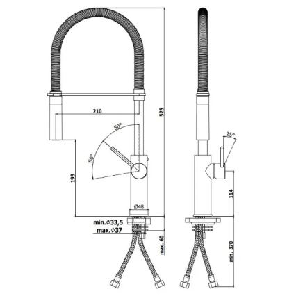 Paffoni - Drezová batéria s vysúvacou sprchou LIGHT 52,5 cm lesklý chróm