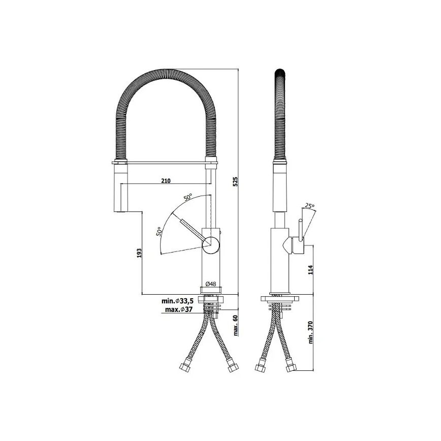 Paffoni - Drezová batéria s vysúvacou sprchou LIGHT 52,5 cm lesklý chróm