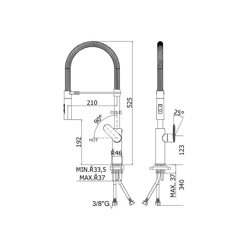 Paffoni - Drezová batéria s vysúvacou sprškou CANDY 52,5 cm lesklý chróm