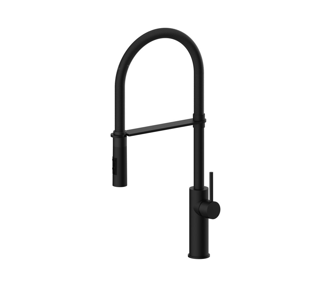 Paffoni - Drezová batéria s vysúvacou sprškou LIGHT 52,5 cm čierna LIG179NONO