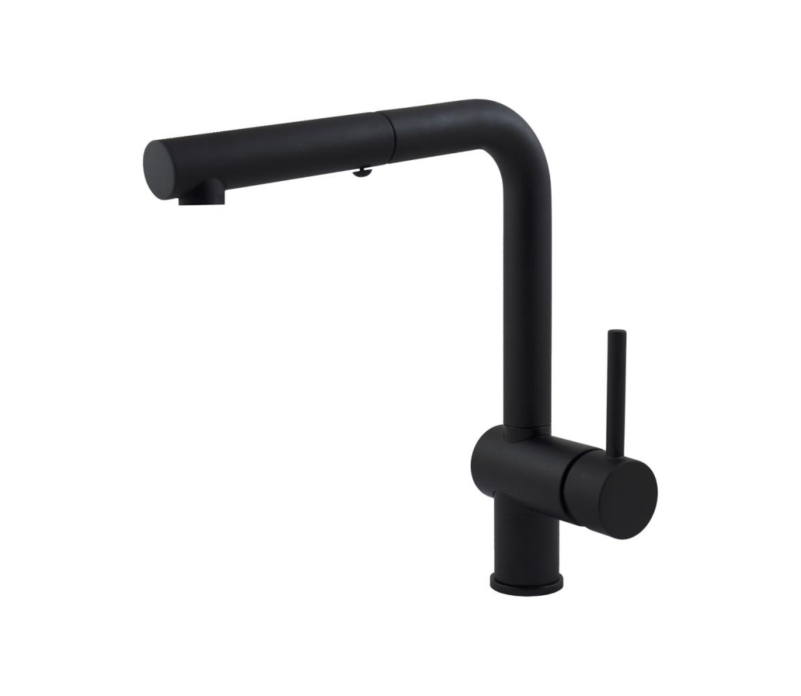 Paffoni - Drezová batéria s vysúvateľnou sprchou LIGHT 29,2 cm čierna LIG285NO-MET