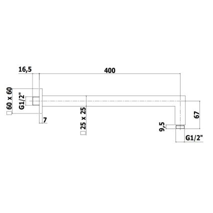 Paffoni - Hranaté sprchové rameno 40 cm čierne