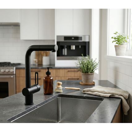 Paffoni - Kuchynská batéria RINGO s vysúvacou sprškou, čierna