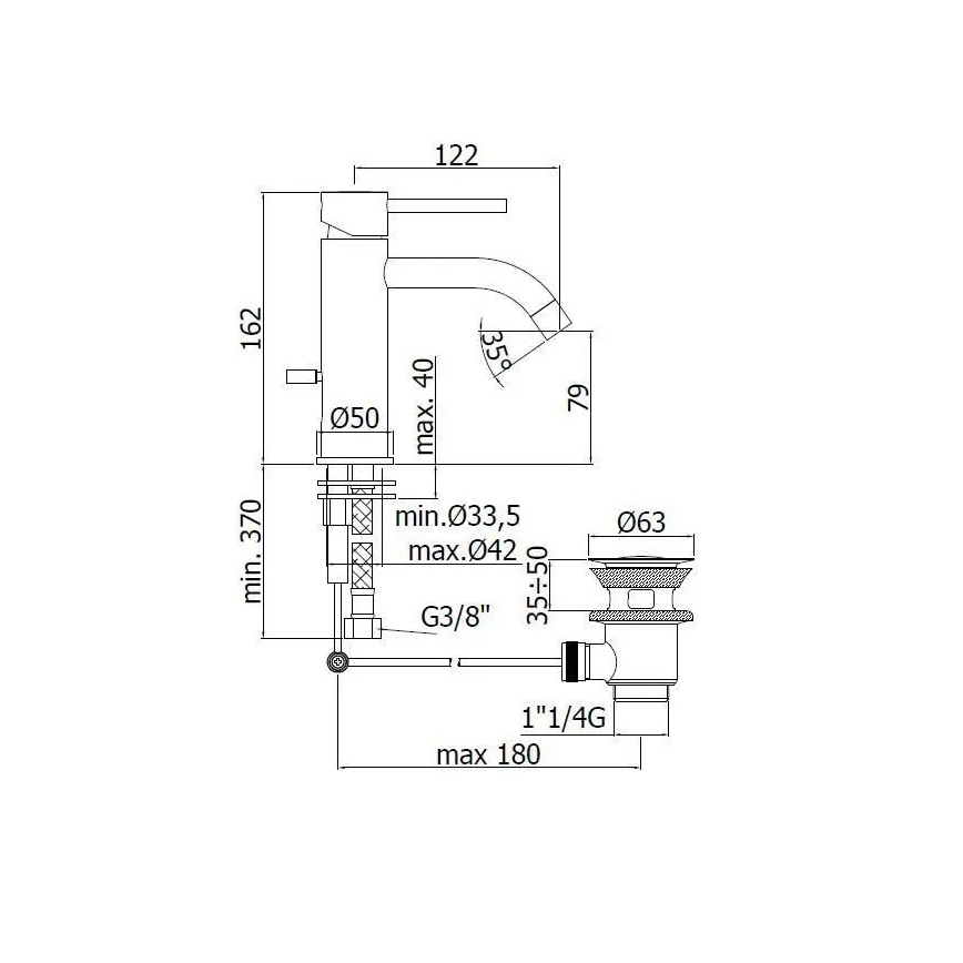 Paffoni - Umývadlová batéria LIGHT nerez