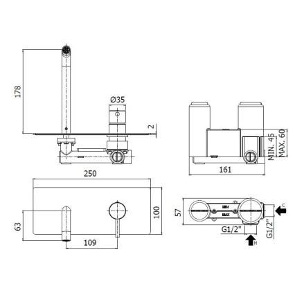 Paffoni - Umývadlová batéria pre podomietkovú inštaláciu LIGHT lesklý chróm