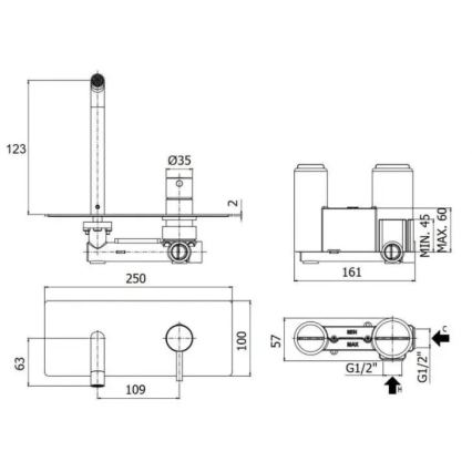 Paffoni - Umývadlová batéria pre podomietkovú inštaláciu LIGHT zlatá