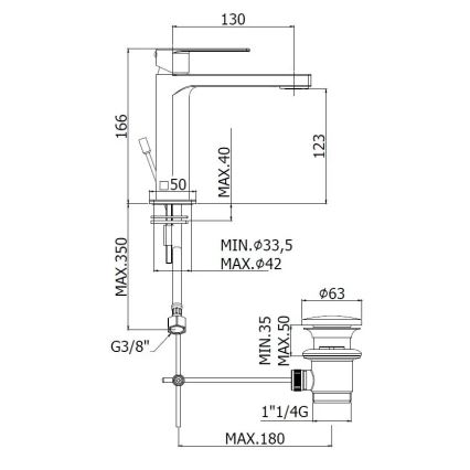 Paffoni - Umývadlová batéria s výpusťou TANGO, nerez