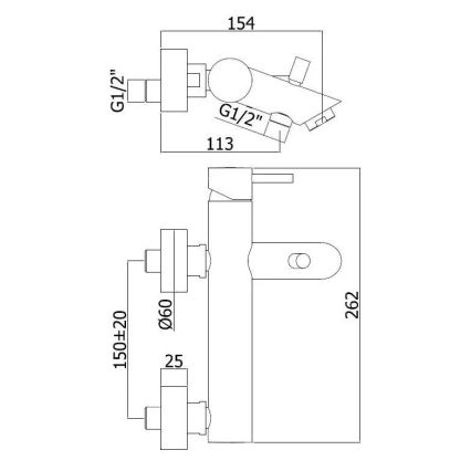 Paffoni - Vaňová batéria LIGHT, lesklý chróm
