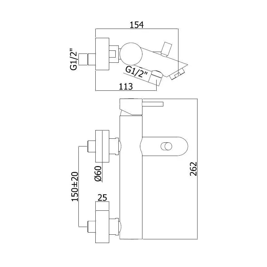 Paffoni - Vaňová batéria LIGHT, lesklý chróm