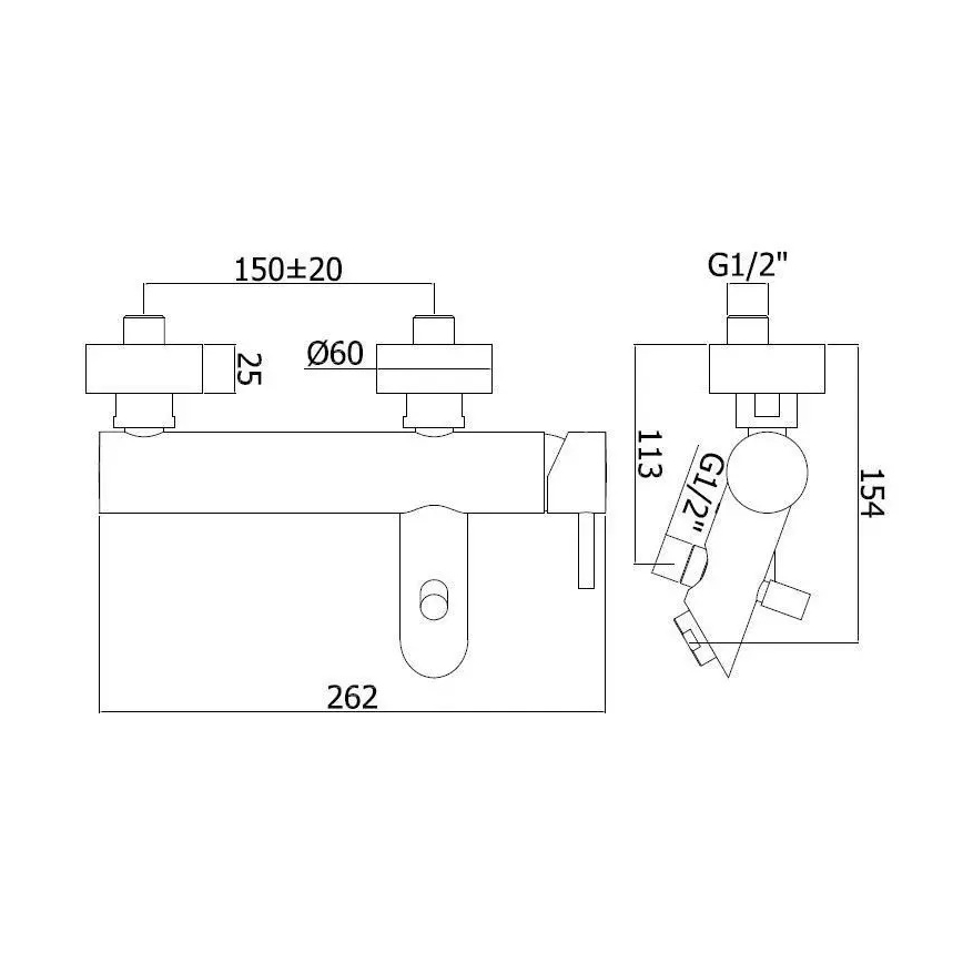Paffoni - Vaňová batéria LIGHT, nerezová oceľ