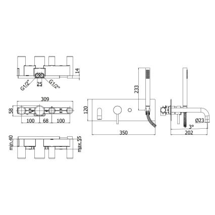 Paffoni - Vaňová súprava LIGHT čierna
