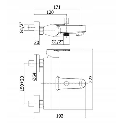 Paffoni - vaňová súprava s batériou CANDY, lesklý chróm