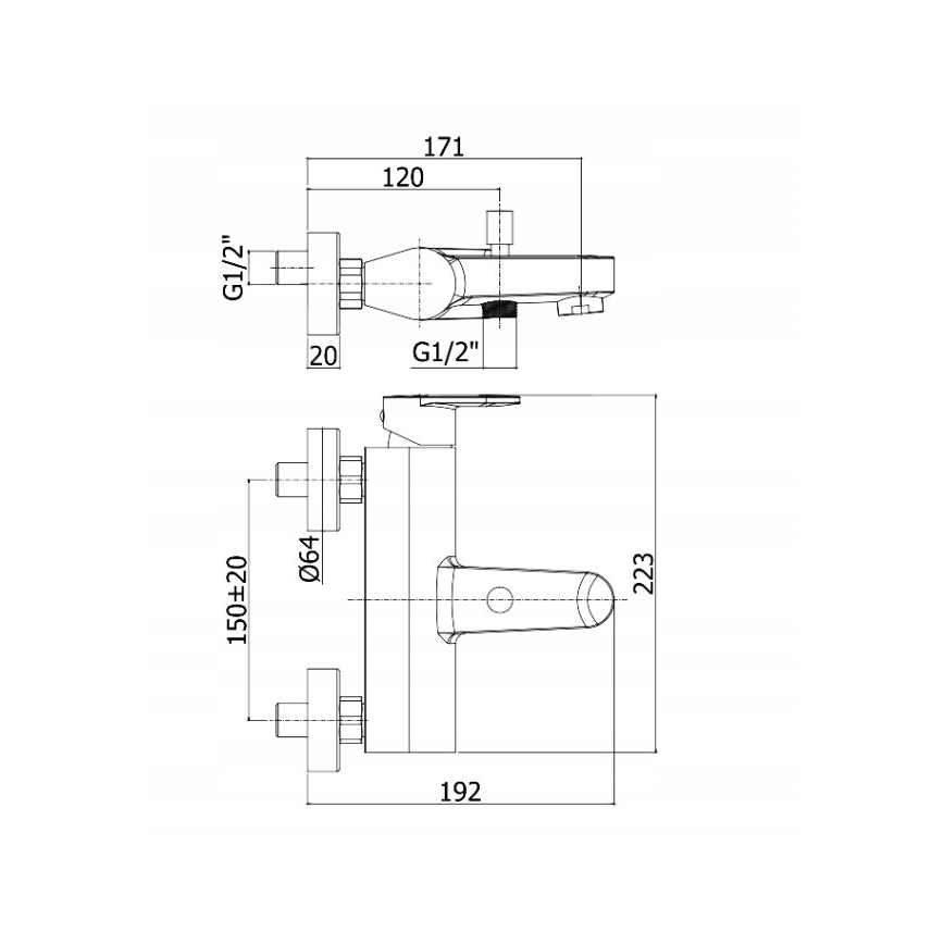 Paffoni - vaňová súprava s batériou CANDY, lesklý chróm