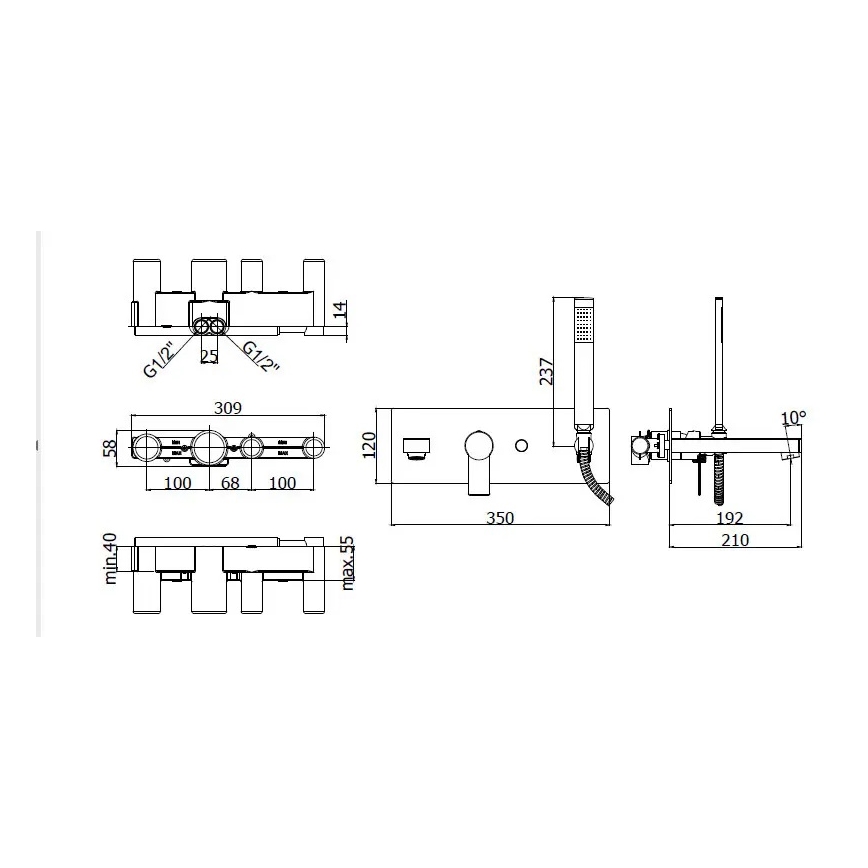 Paffoni - vaňová súprava s batériou pre podomietkovú inštaláciu TANGO v lesklom chróme