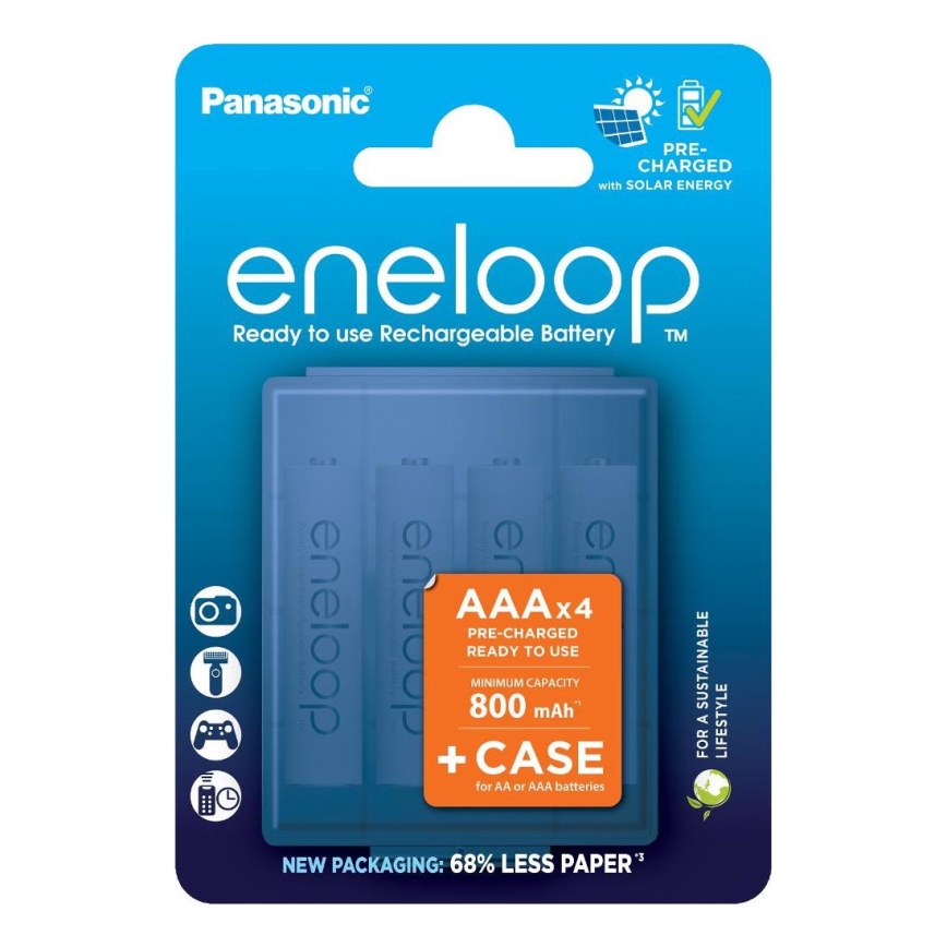 Panasonic - 4 ks Nabíjacia batéria AAA Eneloop 800 mAh + puzdro
