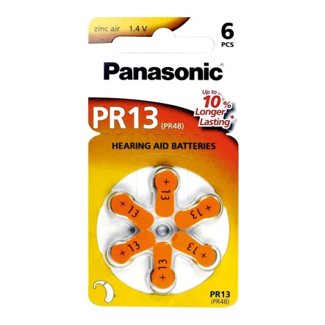 Panasonic - 6 ks Batérie do naslúchadiel PR-13 1,4V