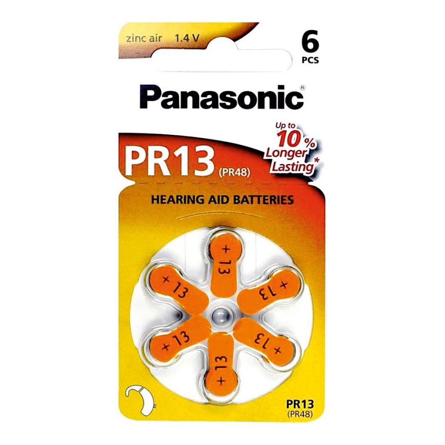 Panasonic - 6 ks Batérie do naslúchadiel PR-13 1,4V