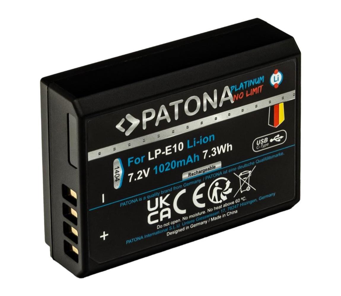 PATONA PATONA - Aku Canon LP-E10 1020mAh Li-Ion Platinum USB-C nabíjanie